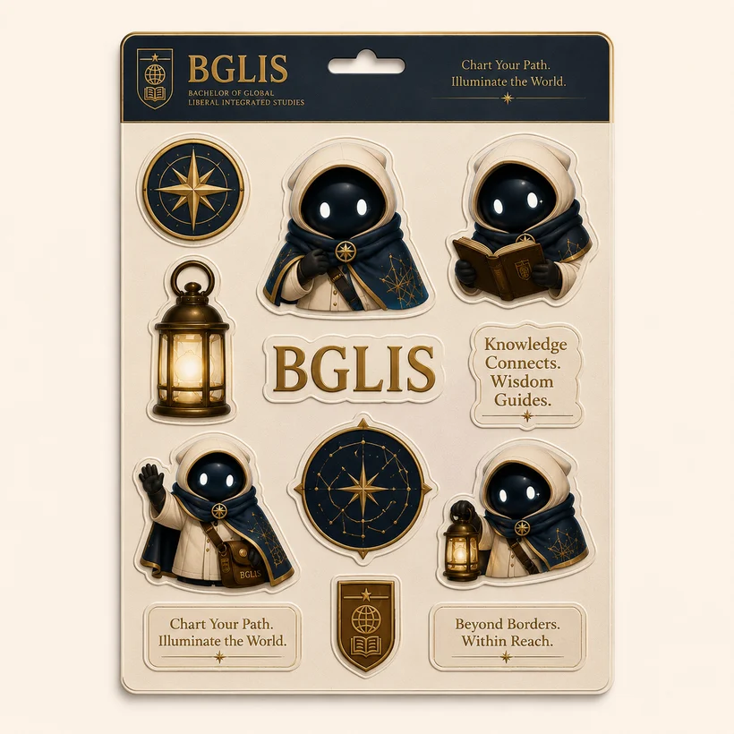 BGLIS sticker sheet with Lumi poses and phrases